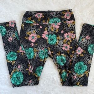 LuLaRoe Leggings OS one size flowers pink teal